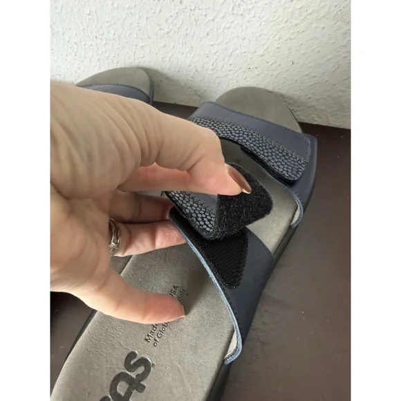 SAS Nudu Leather Slide Sandal Sz 11 Blue Metallic Summer Comfort Slip On $159 - Picture 5 of 9